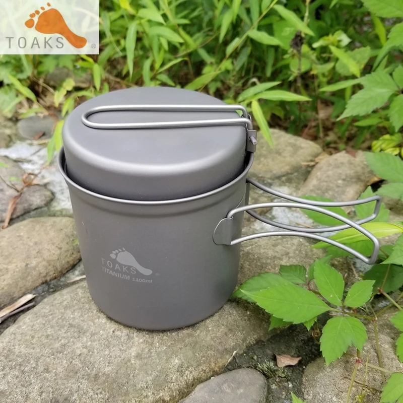 

TOAKS Cookware Set Ultralight Titanium Pot Frying Pan Outdoor Camping Hiking Titanium Tableware Picnic 1100ml CKW-1100