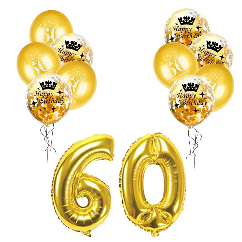 60 Year Confetti G 30 конфетти шарики ко дню рождения 40 50 60 лет День рождения украшение номер 30 взрослый золотой черный воздушный шар для вечеринки на день рождения - Цвет: 60 Year Confetti G