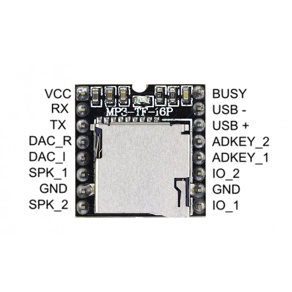 Мини mp3-плеер модуль с упрощенным выходом динамик MP3-TF-16P TF Micro SD карты U диск для arduino