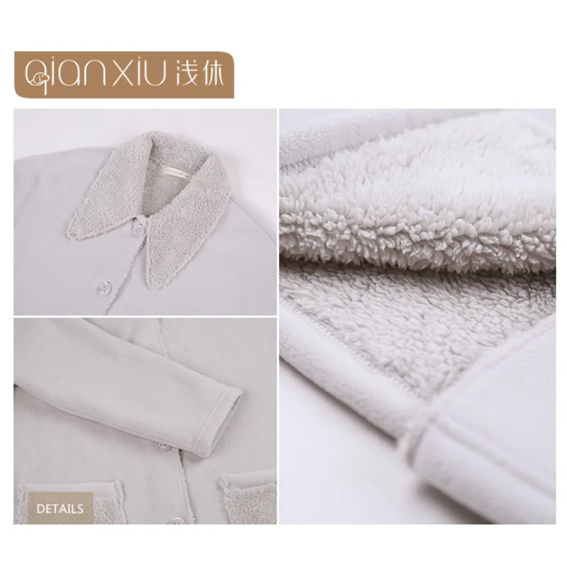 2019 зимняя женская модная Пижама женский теплый халат из берберского флиса