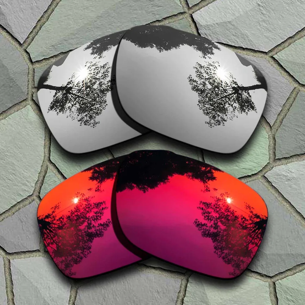 Chrome&Violet Red Sunglasses Polarized Replacement Lenses for Oakley Holbrook-(TAC)