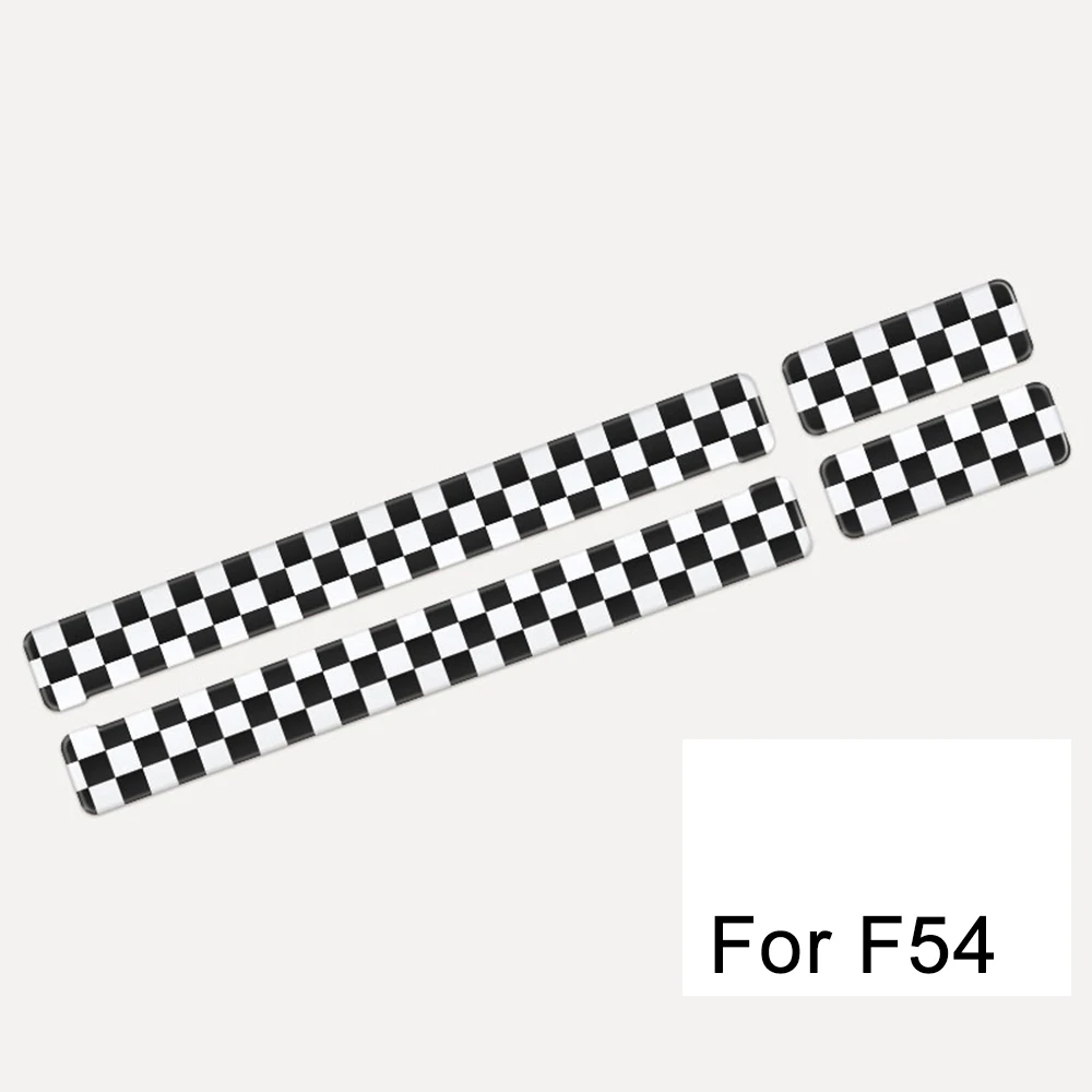 For F54 Checker 1 компл. Автомобильный порог Добро пожаловать пластины педали наклейки подножка наклейки для MINI Cooper F54 Clubman F55 F56 F57 F60 земляк стиль - Название цвета: For F54 Checker