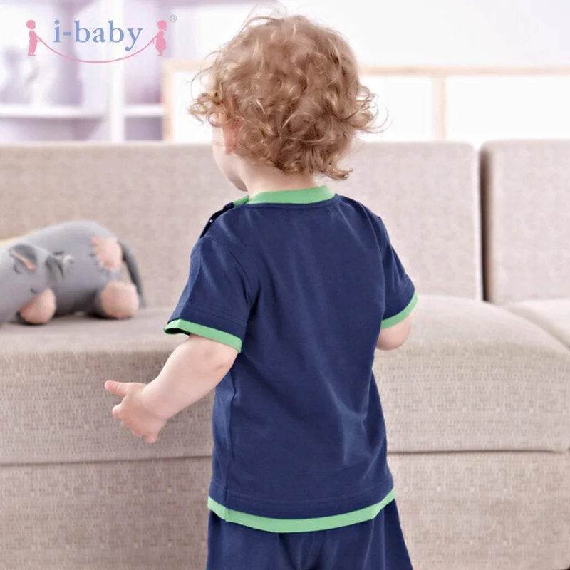 i-baby Baby Clothes Newborn Infant T-shirt Boy Girl 100% Cotton Tees Short Sleeve Kids Cartoon T-Shirts Clothing Navy Green | Детская