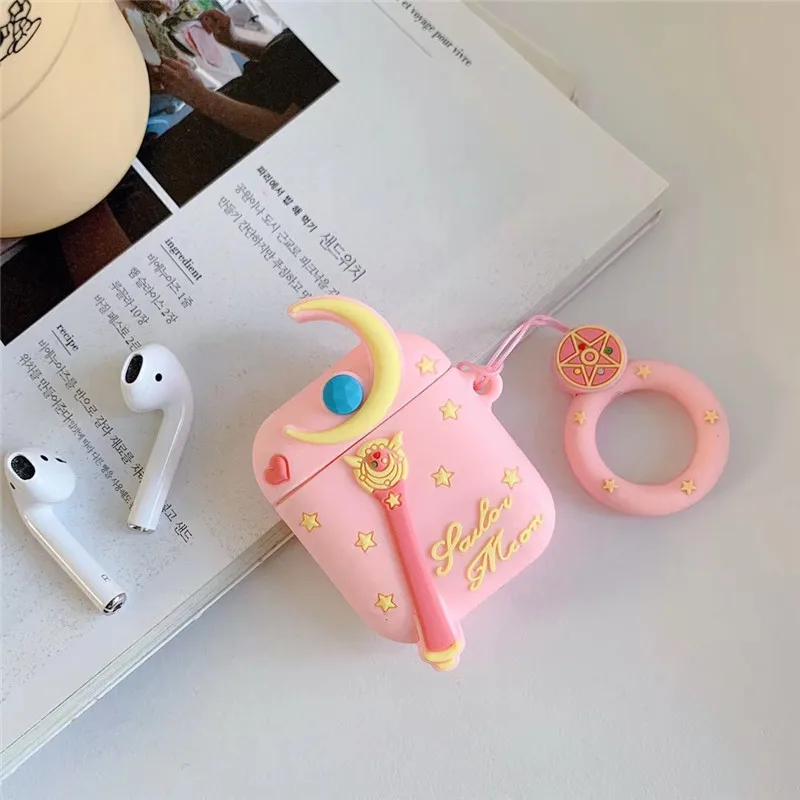 Симпатичные Сейлор Мун для Airpods чехол аксессуары с героями мультфильмов для Apple Airpods Bluetooth наушники защитные чехлы с брелком