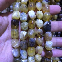 wholesale 2strings natural yellow opal stone polished gem stone nugget beadsgenuine gem jewelry making beads15 5str