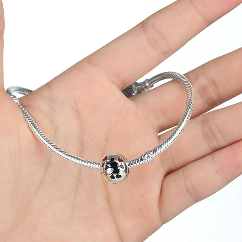 DIY Handmade Superior Quality 100% S925 Sterling Silver Beads Enamel Mickey Minnie Fit Pandora Bracelet Charm Original Jewelry | Украшения