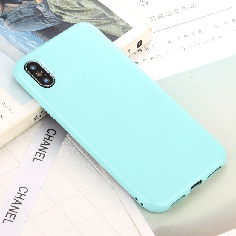 Fashion Glitter Smooth Candy Color Case for iPhone XR XS Max X Soft Silicone Cover 6 6S 7 8 Plus Bling Phone Cases |
