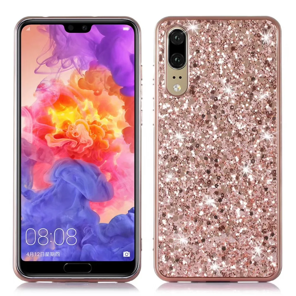 Блестящий порошок чехол для телефона huawei P20 Pro Lite Мягкий ТПУ задняя крышка Conque |