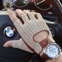 latest man locomotive half finger sheepskin gloves knitted leather driving gloves male semi finger fitness gloves m61