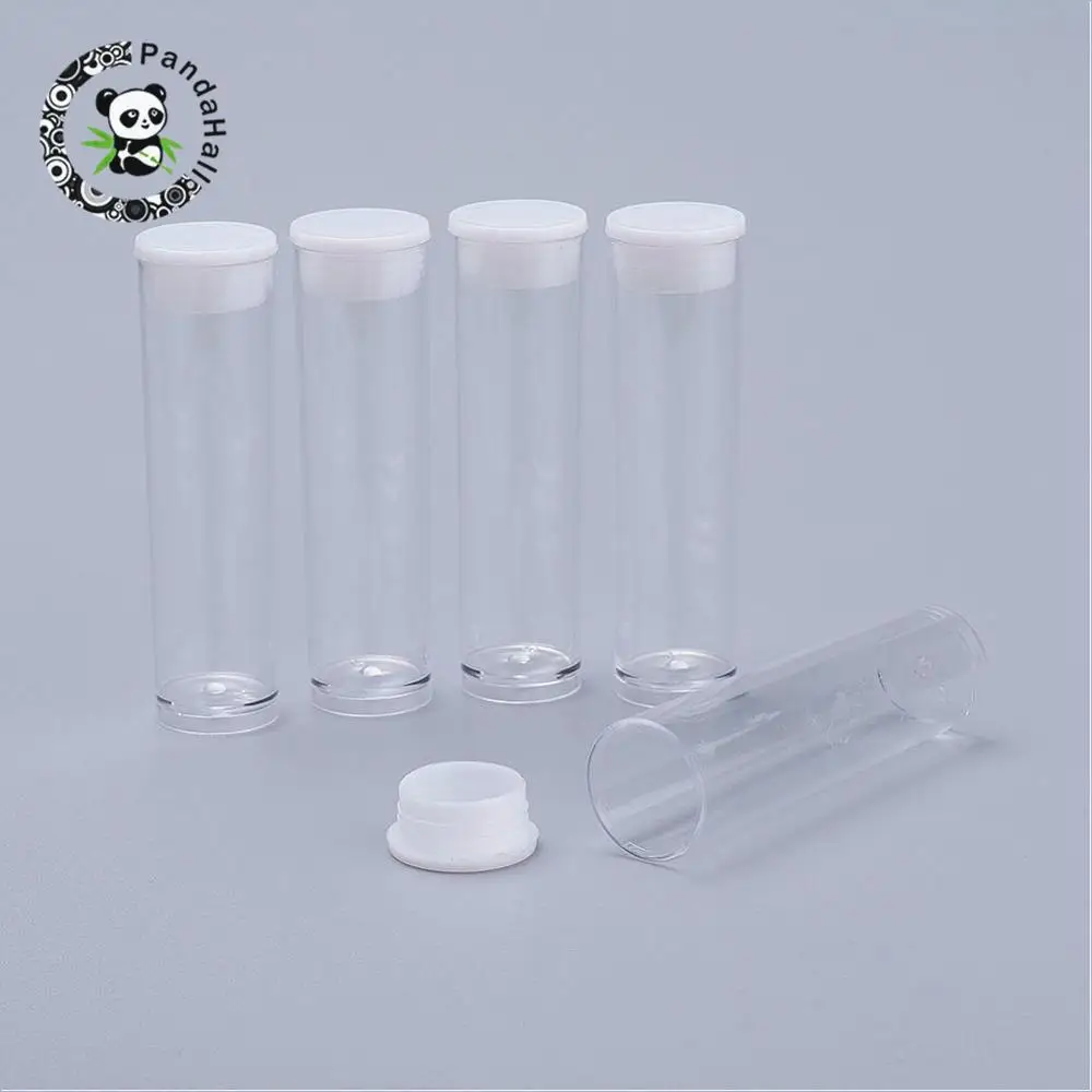 

200pcs Clear Tube Plastic Bead Containers with Lid for Jewelry Packaging 55mm 74mm 76mm