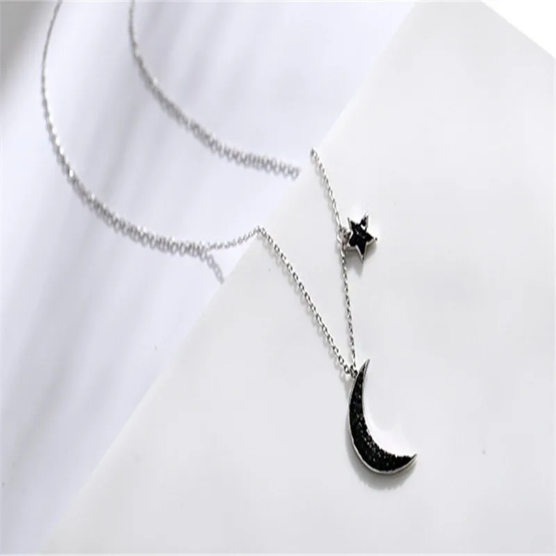 Ожерелье из стерлингового серебра 925 пробы с подвеской в виде звезд Луны набор