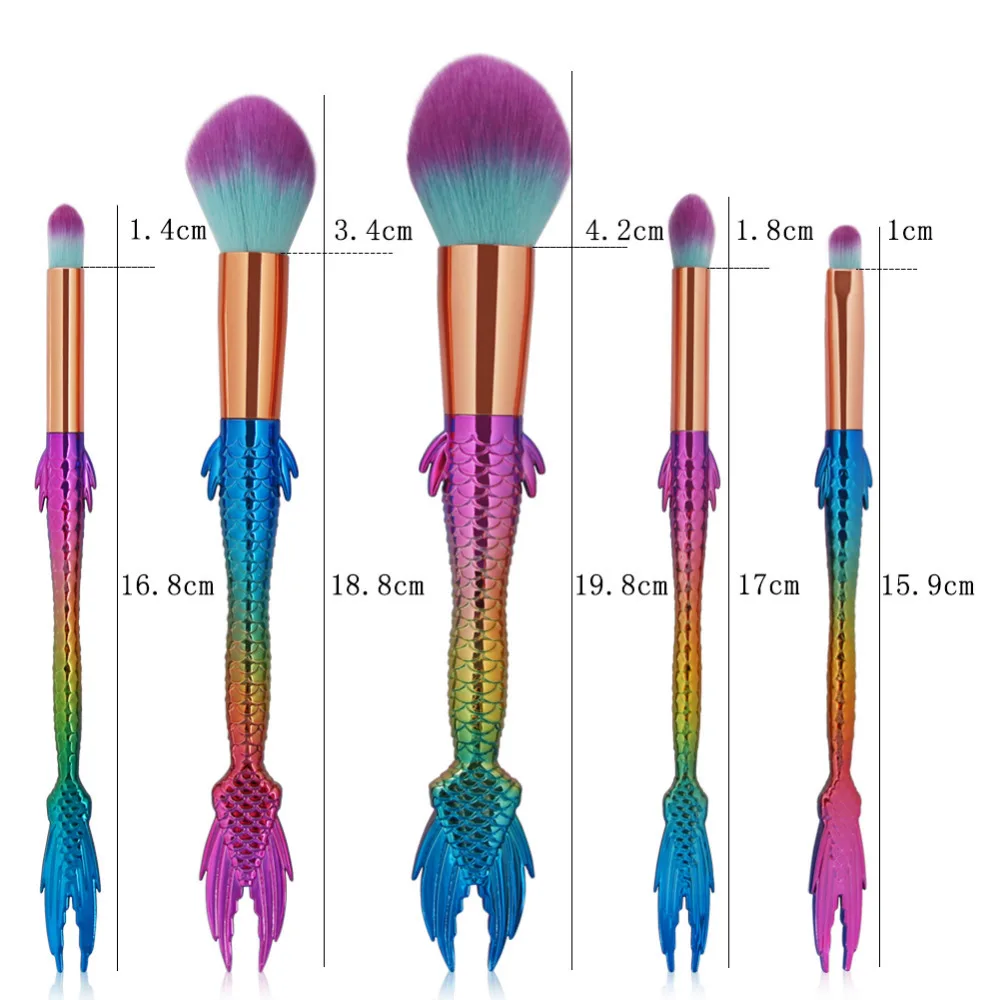 Набор кистей для макияжа русалка 5 шт.|makeup brush set|brush setbrush beauty |