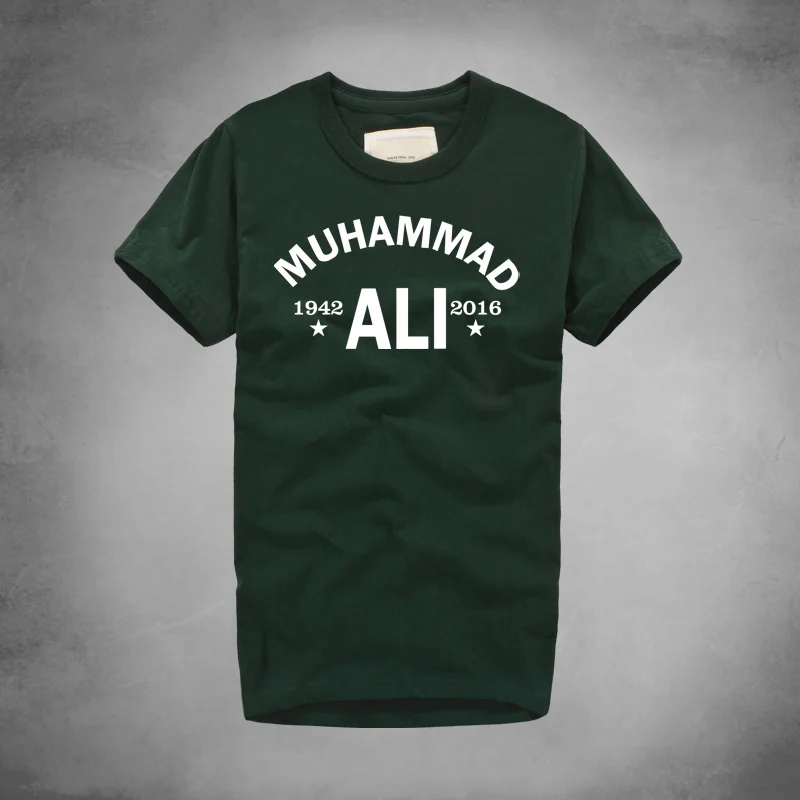 dark green Городская мода, футболка Muhammad Ali, ММА, повседневная одежда для мужчин, лучший фитнес, короткий рукав, с принтом, футболка размера плюс, Homme - Цвет: dark green