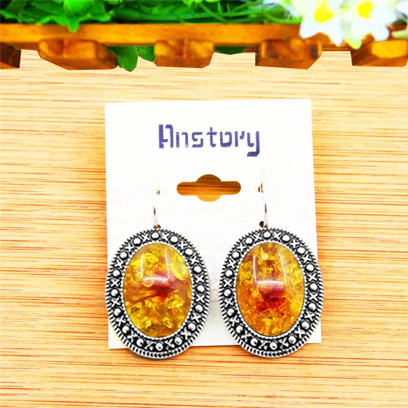 Oval Resin Flower Bead Necklace Earrings Bracelet Jewelry Set Vintage Look Antique Silver Plated Fashion Jewelry|Ювелирные наборы| |