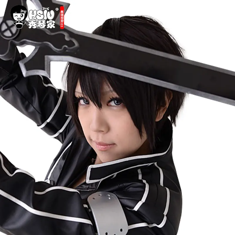 HSIU 30 см короткий черный парик меч искусство онлайн косплей Kazuto или Kirito костюм