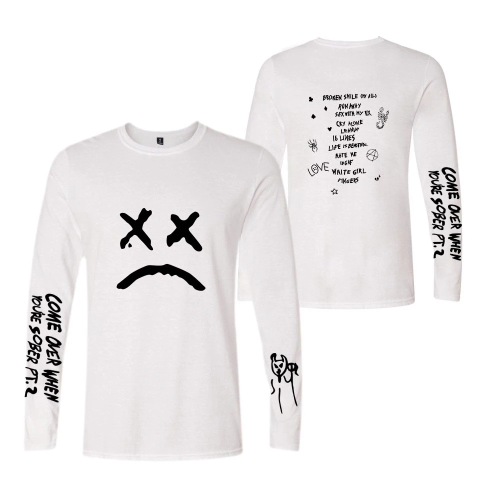 Женская и мужская одежда с принтом Lil Peep Повседневная летняя футболка длинным