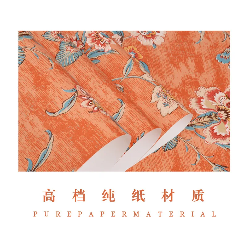 Страна Стиль Винтаж высокого качества чисто бумажные обои оранжево красный