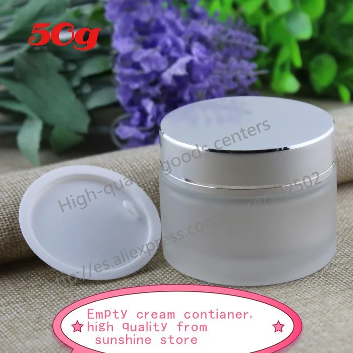 

free shipping 100pcs 50g frosted glass jars, 50ml frost cream jars, skin care cream bottles, 1.7 fl oz cosmetic containers