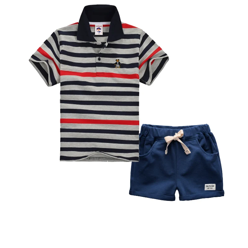 High Quality Summer Polo Shirts Set Children Boys Clothing Sets Baby Kids Suits Shirt Pants Cotton Clothes | Детская одежда и