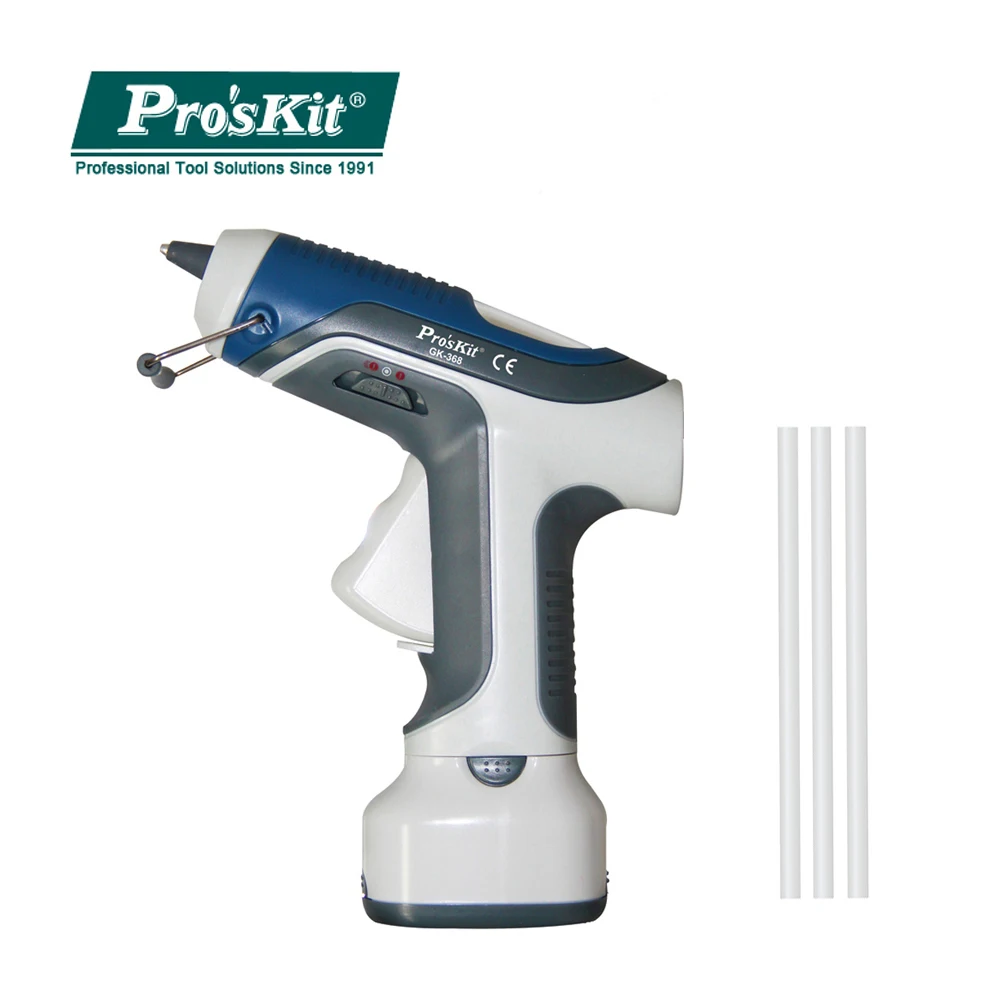 Pro'sKit GK-368 батарея беспроводная зарядка термоплавкий клеевой пистолет 7 Вт/6 в+ 3 шт. клеевая палочка горячий клеевой пистолет электроинструменты для рукоделия модель