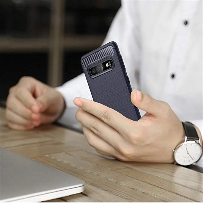 Чехол для Samsung Galaxy S10 + противоударный мягкий силиконовый чехол из углеродного