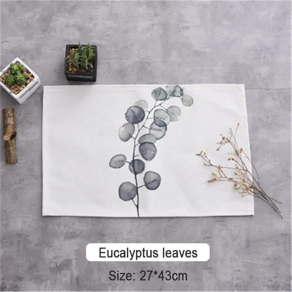 Креативная тканевая льняная салфетка с принтом растений коврик для обеденного