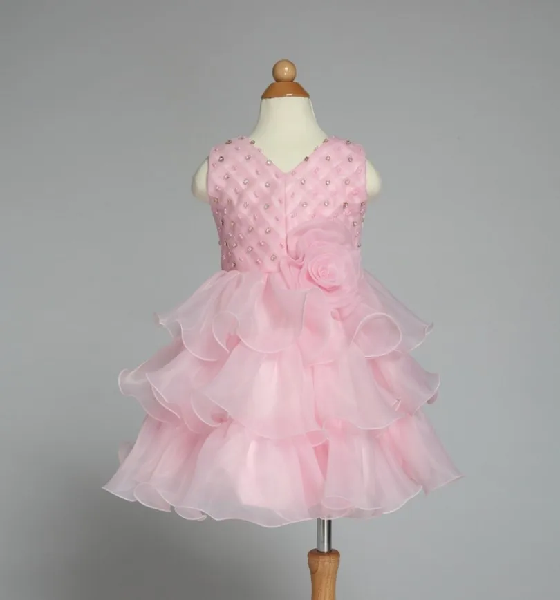 Three Colors Children V Neck Beading Flowers Tiered Princess Birthday Party Dress Girls Tu Ball Gown Flower Girl Dresses | Детская