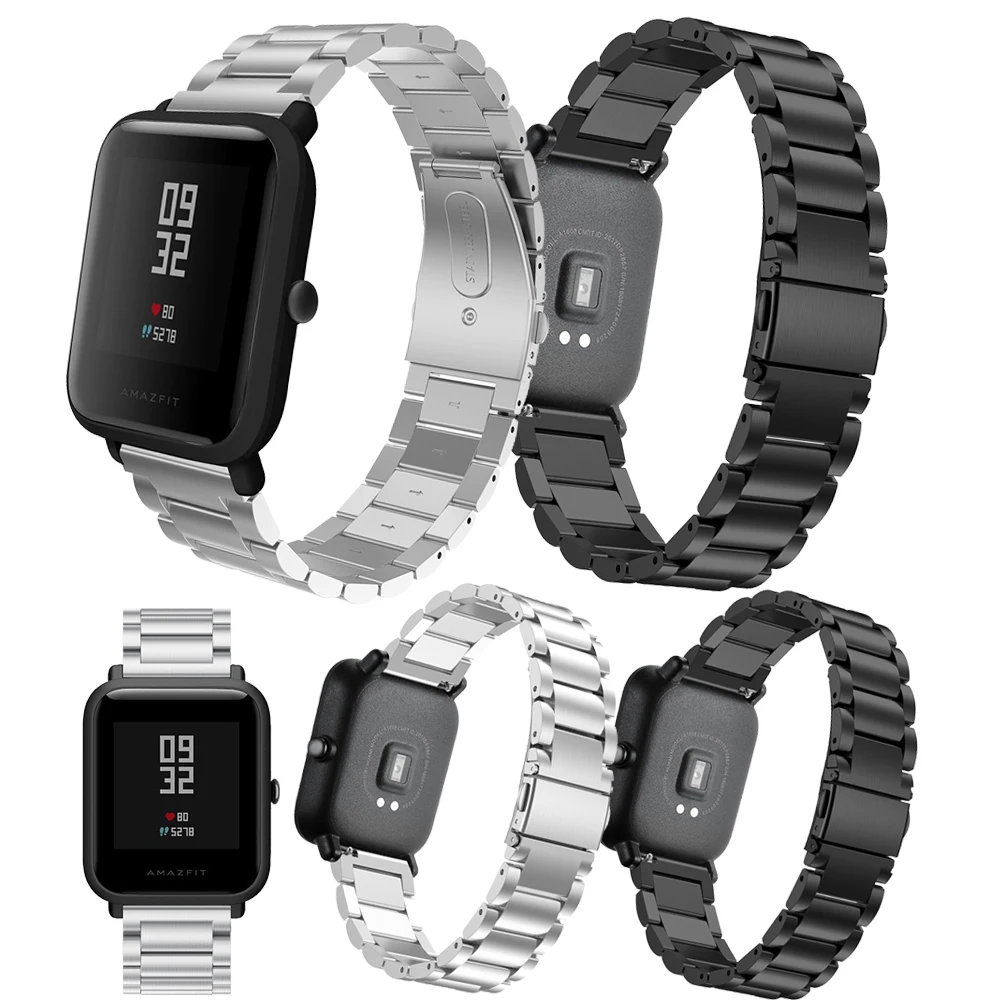Ремешок из нержавеющей стали для смарт-часов Xiaomi Huami Amazfit универсальный
