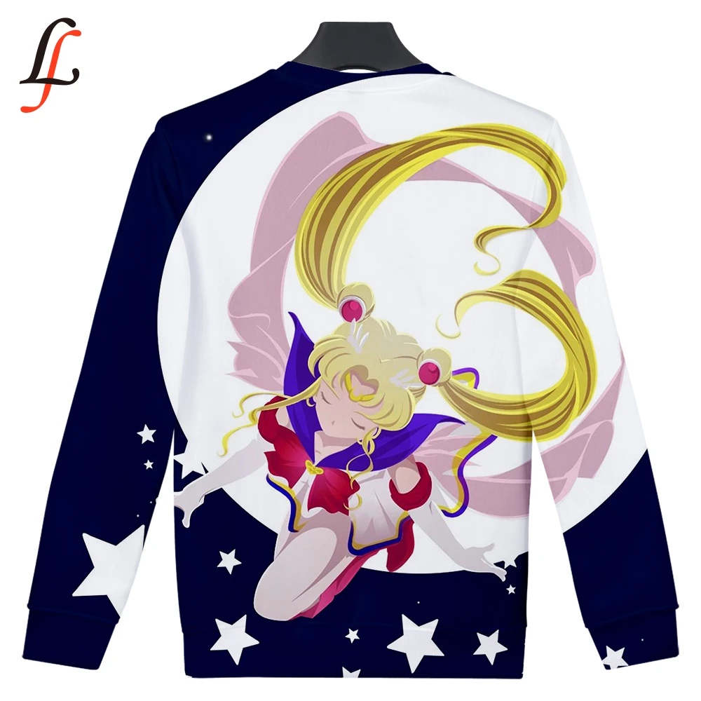 Sailor Moon 3D программное обеспечение с длинными рукавами круглым вырезом Harajuku