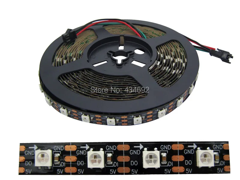 Бесплатная доставка 5 м 90 Вт 300 светодиодов 5050SMD W/WS2812B IC встроенные 60 RGB светодиоды