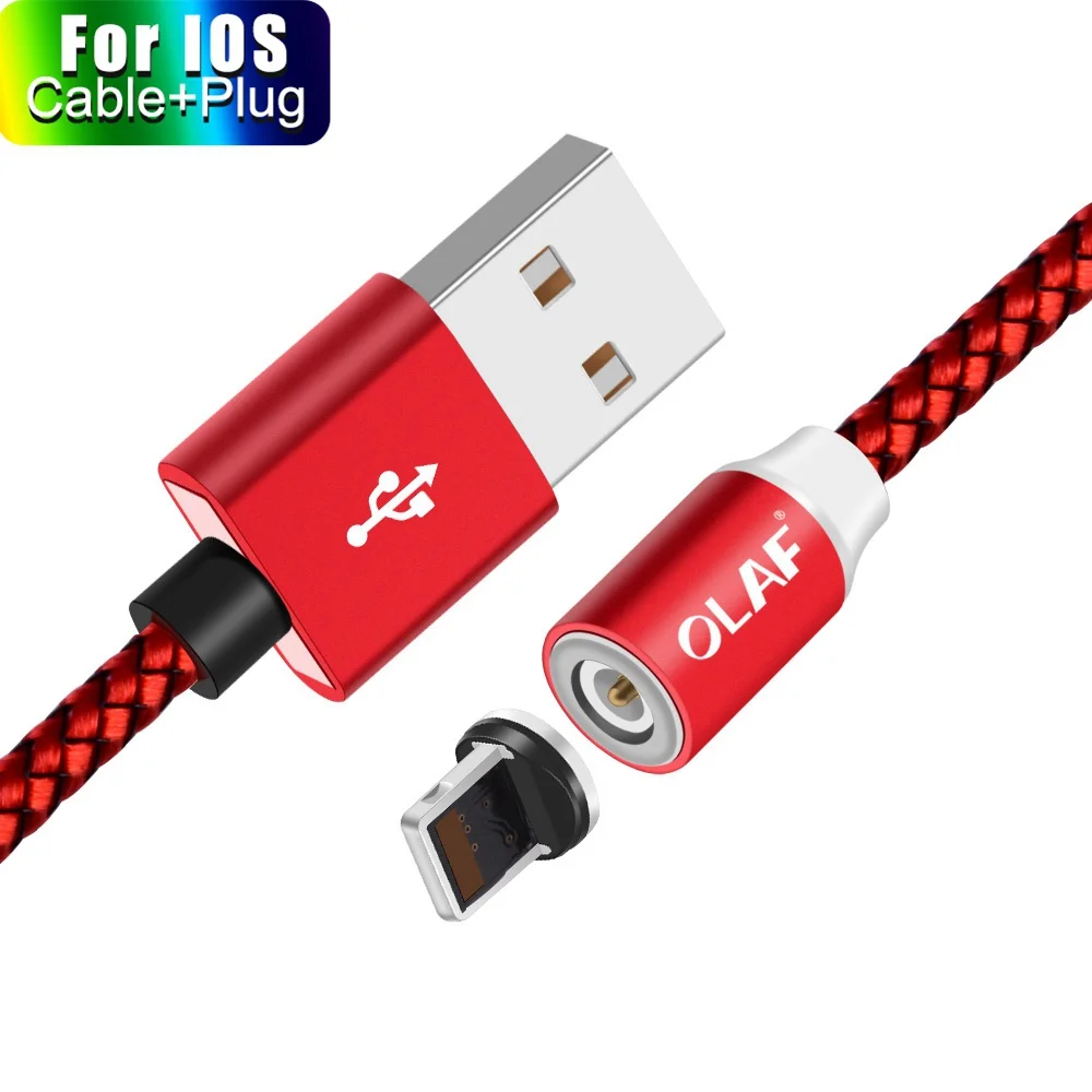 Магнитный кабель Олаф 1 м 2 м Micro usb type C кабель для быстрой зарядки USB C магнитное зарядное устройство для samsung S10 S9 Xiaomi Mi9 iPhone X 8 7 - Цвет: For IOS Cable