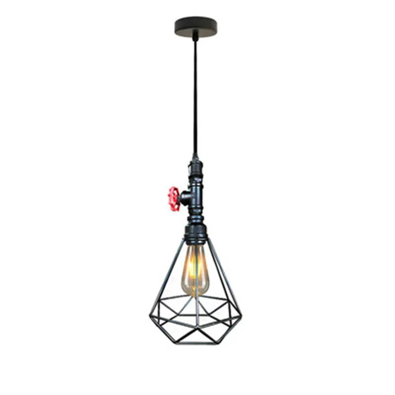 

Creative Water Pipe E27 Pendant Light Retro Iron Industrial Wind Diamond Style Hanging Lamp For Restaurant Cafe Bar Apartment