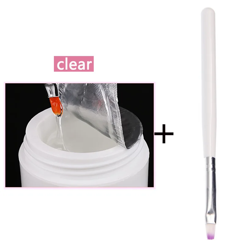clear (with brush) 10 шт./компл. наращивание ногтей стекловолокна ногтей Акриловые Советы Набор с наращивание ногтей гель пакет наращивание ногтей формы строительный гель - Цвет: clear (with brush)