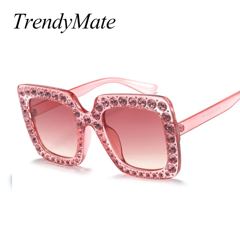 2017 Модные солнцезащитные очки для женщин с блестящими стразами большие