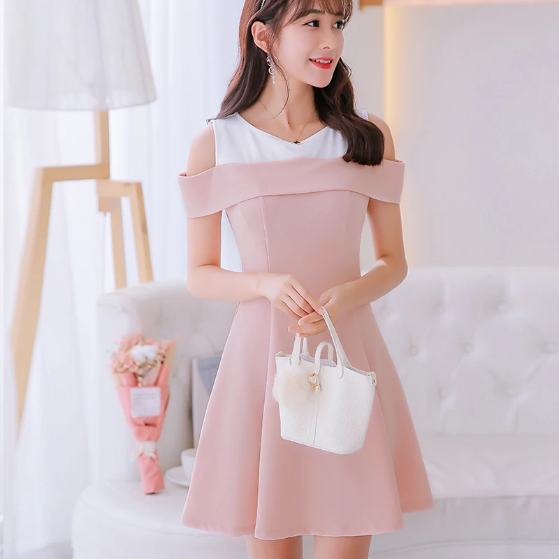 2019 летнее женское модное платье с коротким рукавом повседневное розовое для
