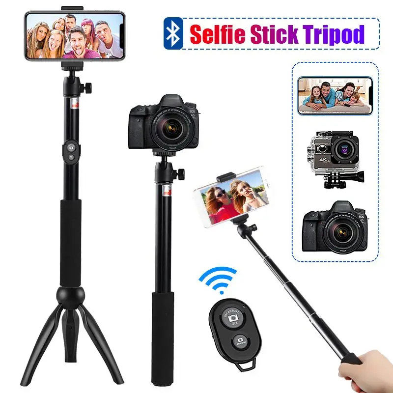4 в 1 Беспроводная bluetooth селфи-палка мини портативный селфи-штатив складной выдвижной ручной монопод пульт дистанционного управления затвором