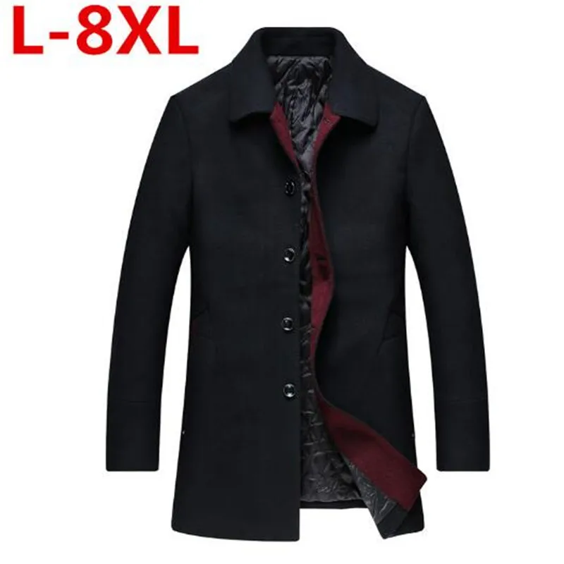 

big size 8XL 7XL 6XL High-grade New Fashion Brand-Clothing Jacket Men Wool Coat Pea Coats Men Long Wool & Blends Winter Coat Men