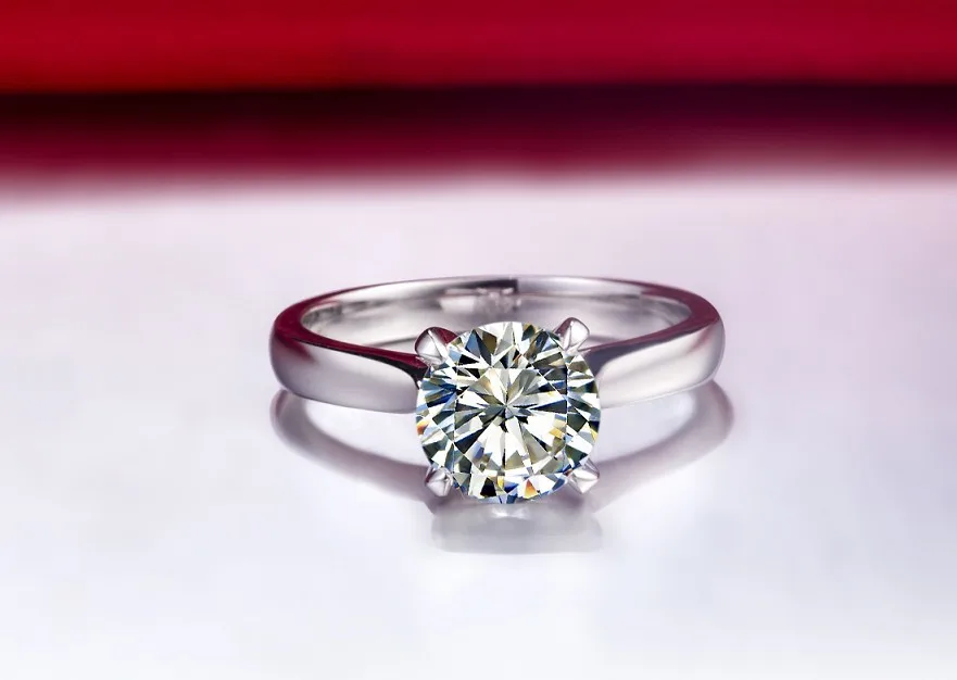 Тест положительное Твердое 18 к белое золото 1CT Moissanite кольцо с бриллиантами 750 обручальное кольцо для женщин классическое кольцо с зубцами качество бренда