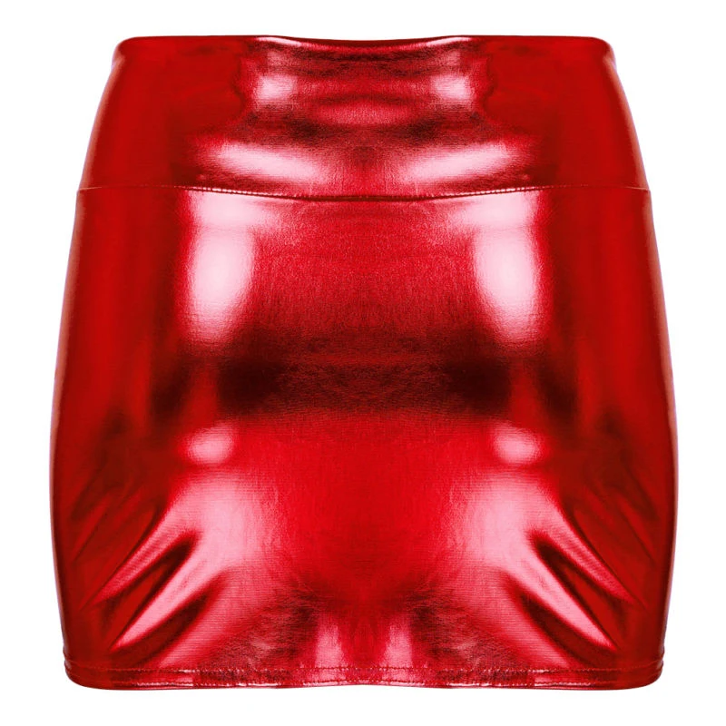 Женская сексуальная Яркая полиуретановая пенка с высокой талией falda Bodycon Wet Look короткая мини-юбка вечерняя Клубная одежда костюм для вечеринки