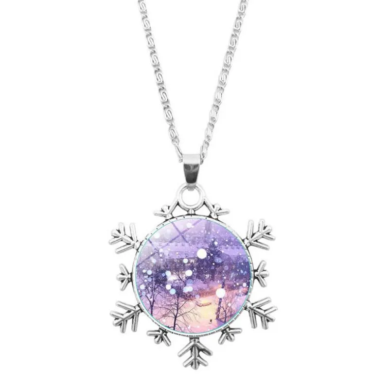 DoreenBeads Кулоны ожерелье Рождество Снежинка стекло время с драгоценным камнем