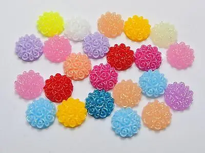 

500 Mixed Color Flatback Resin Floral Round Cabochons 10mm DIY Craft