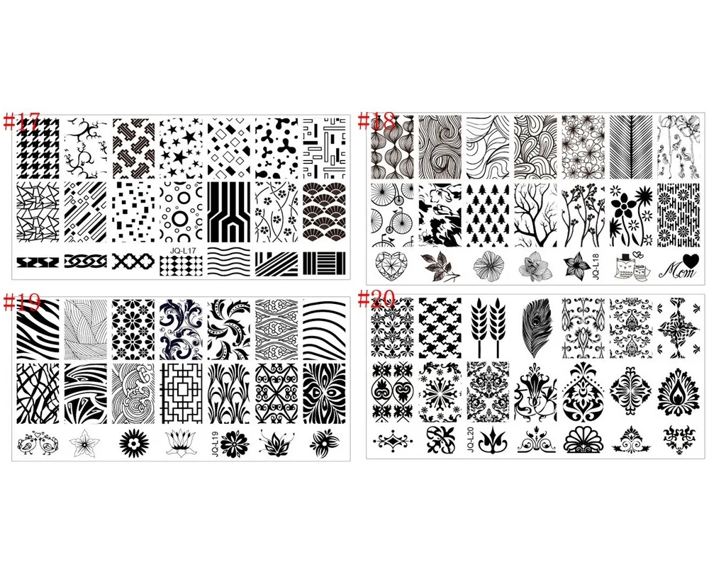 20 стиль мода ногтей штамповки пластины Rctangular прекрасный птица сова бабочки перо