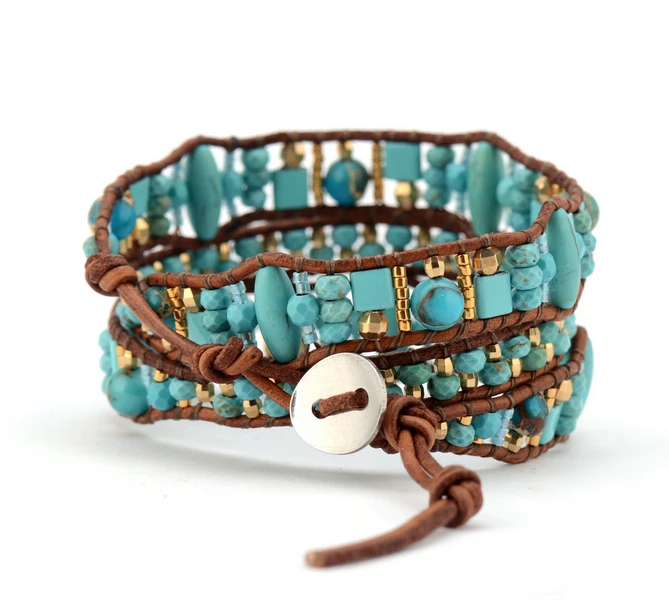 Браслет в стиле бохо качественные разные формы бисер кожаный браслет модный