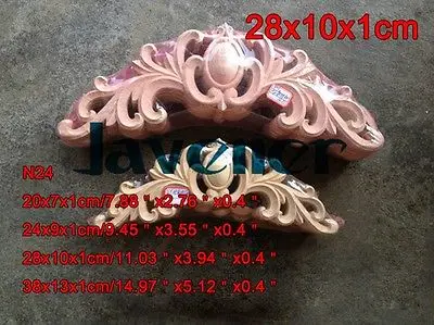 Длинная деревянная резная аппликация N24 28x10x1 см Неокрашенная рама дверная