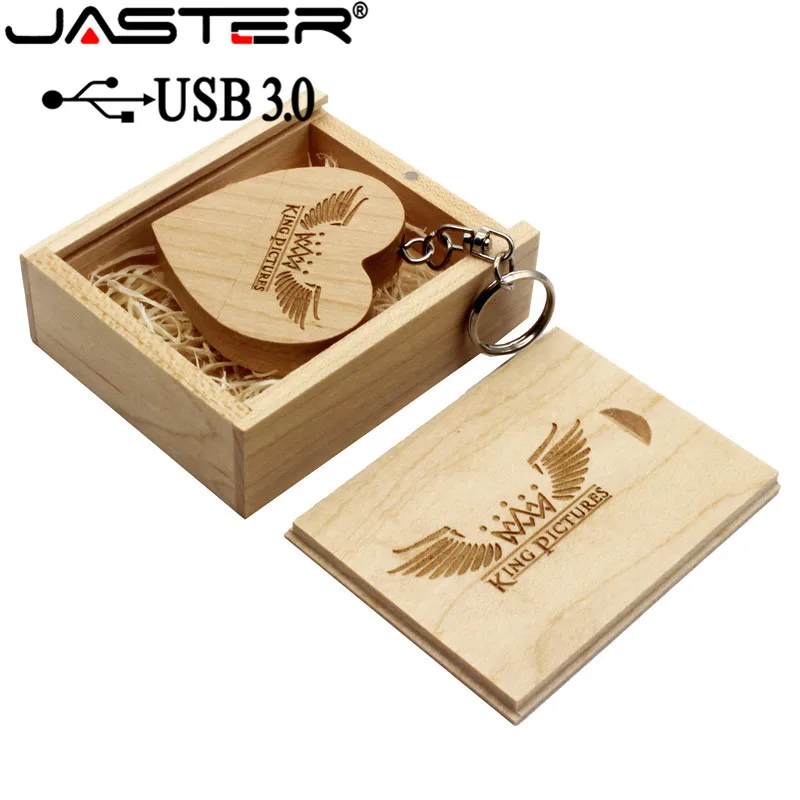 JASTER USB 3,0 деревянное сердце с коробкой деревянная модель любящего сердца usb флеш-накопитель карта памяти 64 ГБ 16 ГБ 32 ГБ свадебные подарки