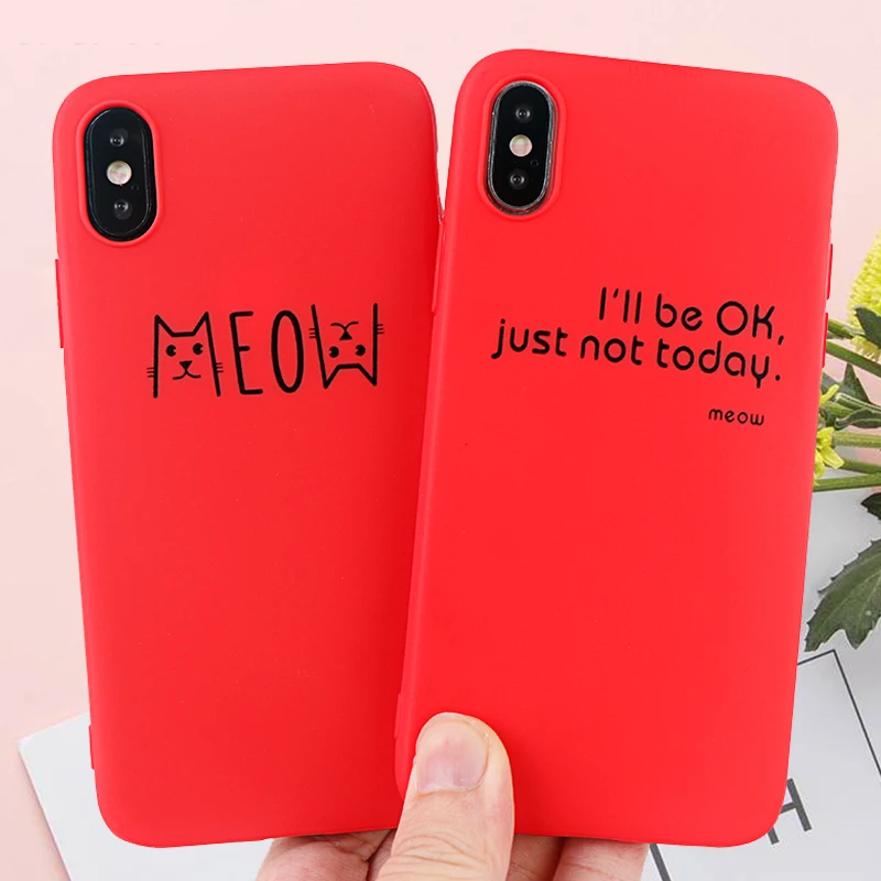 Модные телефонные Шкафы для IPhone X XS MAX XR 8 7 6 s плюс Чехол мяу Письмо Мягкий