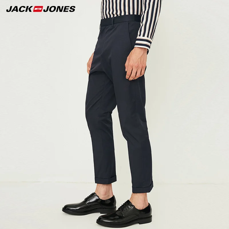 Jack Jones мужские хлопковые повседневные брюки для отдыха бизнес девять минут брюки мужские офисные брюки | 218314513