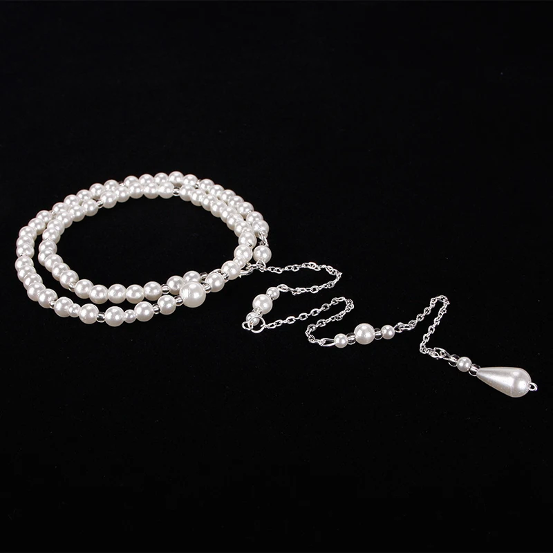 Простое Ожерелье с имитацией жемчуга длинное ожерелье открытой спиной