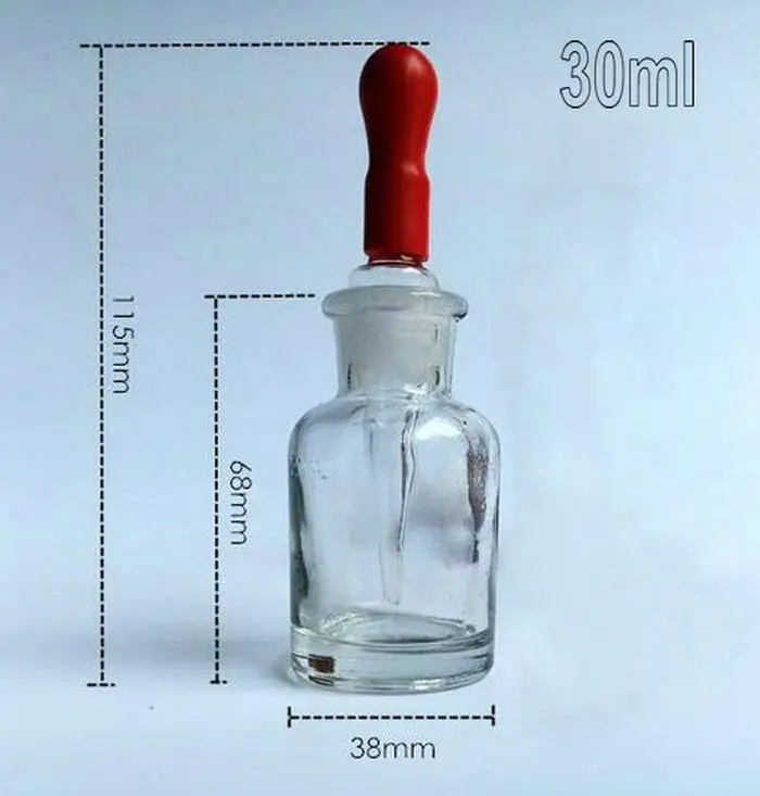 Прозрачная стеклянная бутылка 30 мл лабораторная бутылка-капельница с реагентом