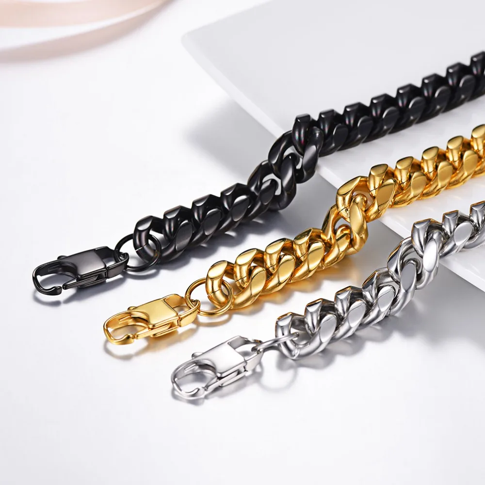 U7 хип хоп мужские длинные цепочки из нержавеющей стали толстые большие массивные